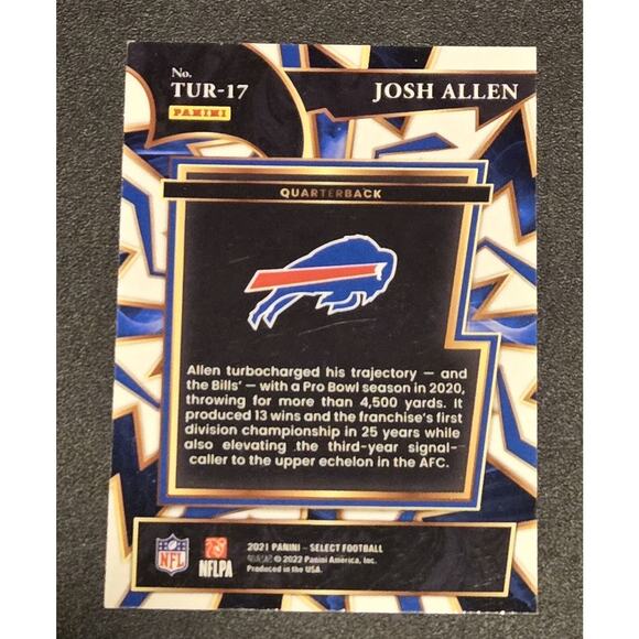 2021 Panini Select #TUR-17 Josh Allen Turbocharged - Picture 2 of 2